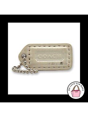 COACH Y2K VINTAGE Hang Tag Bag 1.5 Charm Keychain Fob White & Pink Leather Small